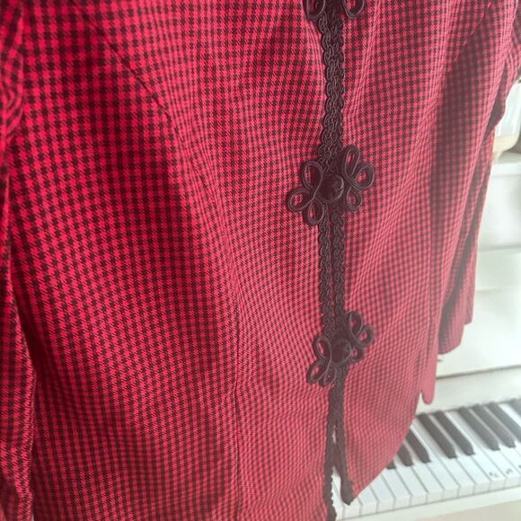 Jessica Howard Red and Black Houndstooth Jacket 12 - Picture 5 of 16